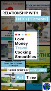 alt=" cover image for Relationship with LMTCs ("Elements") Love, Money, Travel, Cooking, Smoothies. Five part series by Angel Jones Part Three"