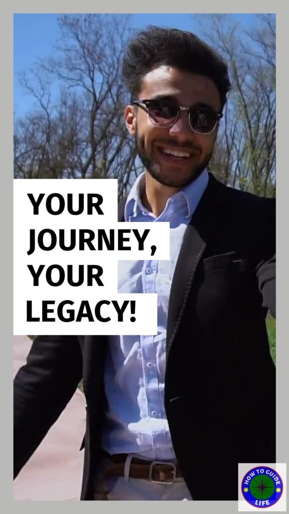 alt="Image of a man standing with Your Journey Your legacy written in bold"