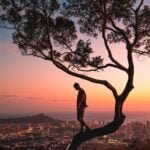 alt="picture of Man Standing on a tree Branch"