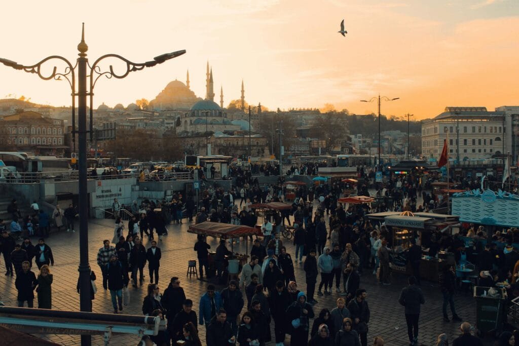 alt="Image of Market bazaar sunset"