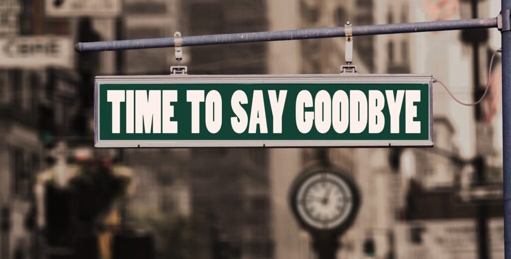 alt="Image of : Street sign for time to say goodbye"