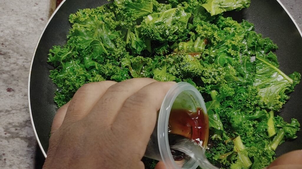 alt="Adding Honey Soy Sauce mix"