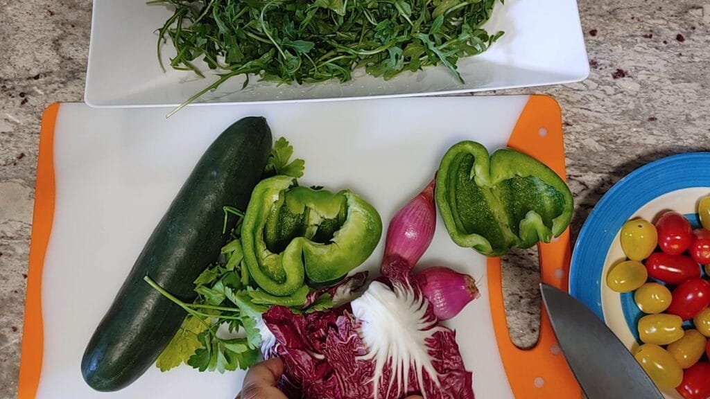 alt="Washed Greek Salad Ingredients"